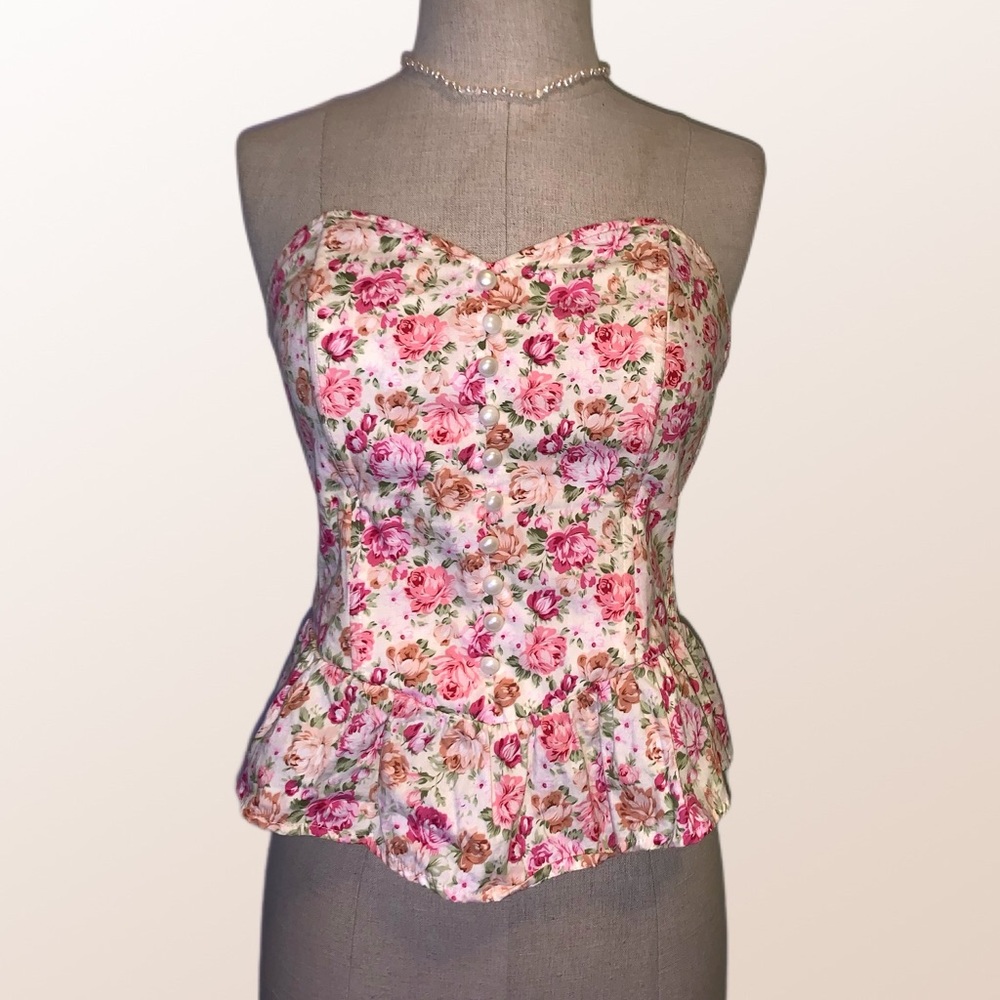 Pink floral corset top